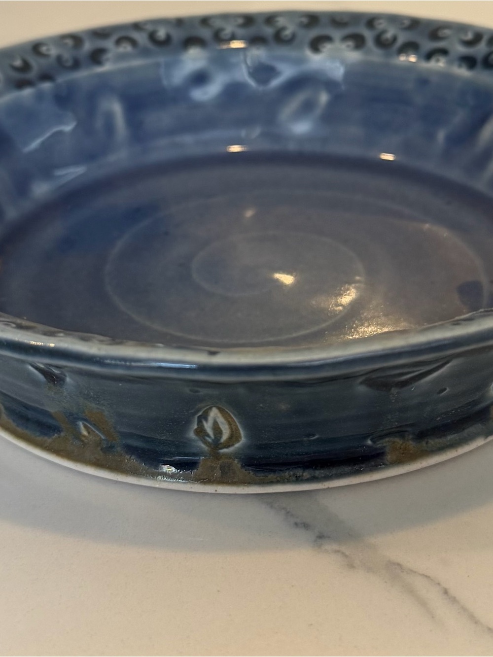 Blue Ceramic Dish with Decorative Rim - Picture 2 of 5